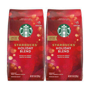 2 Starbucks Ground Coffee Bag Holiday Blend Med Roast Maple & Herbs Exp 3-24-26
